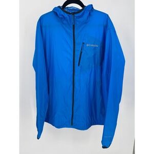 Columbia Men's Blue Lightweight Hooded‎ Rain Jacket Omni Heat Omni Shield